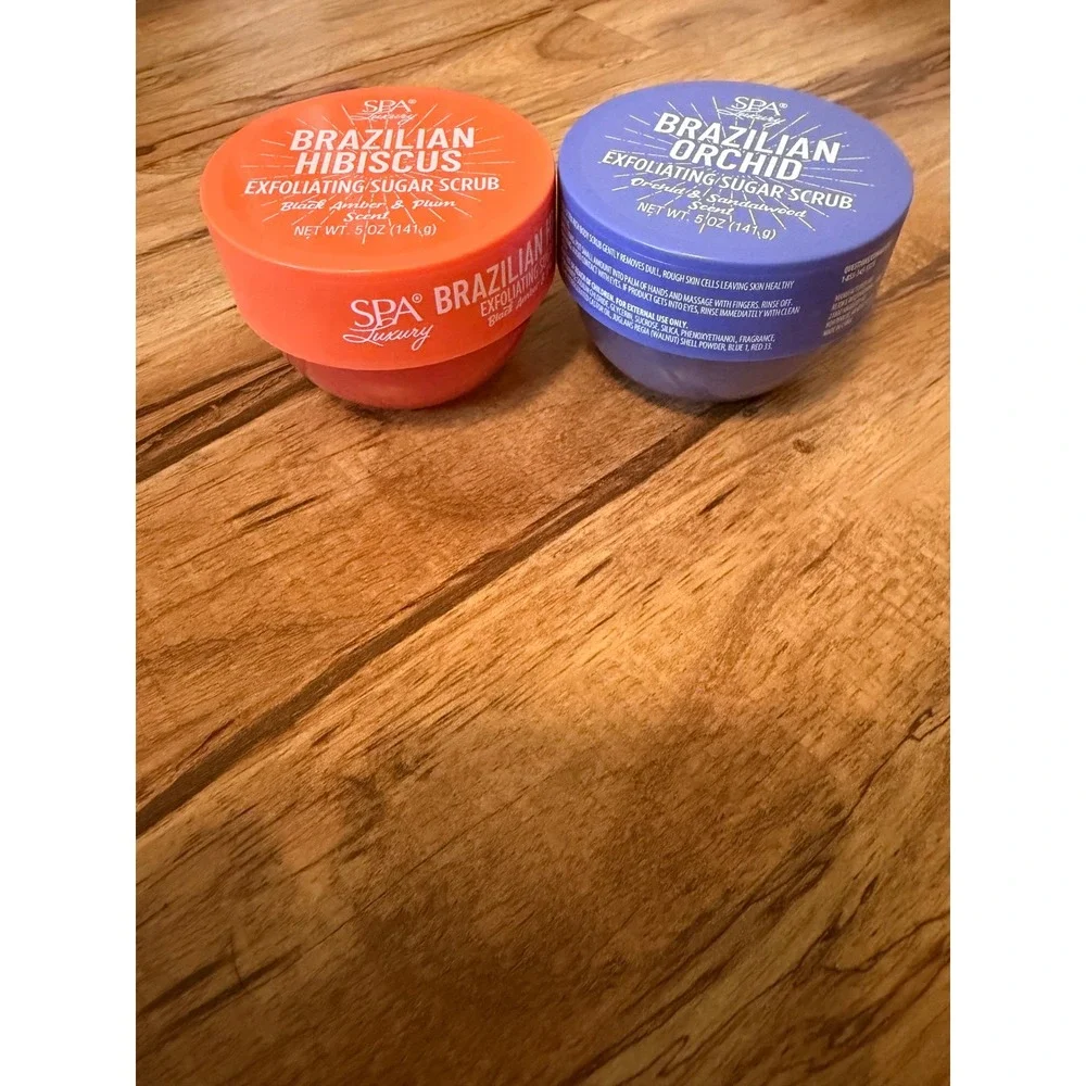 Spa Luxury 1 Brazilian Hibiscus & 1 Orchid Exfoliating Sugar Scrub Set 5oz Each